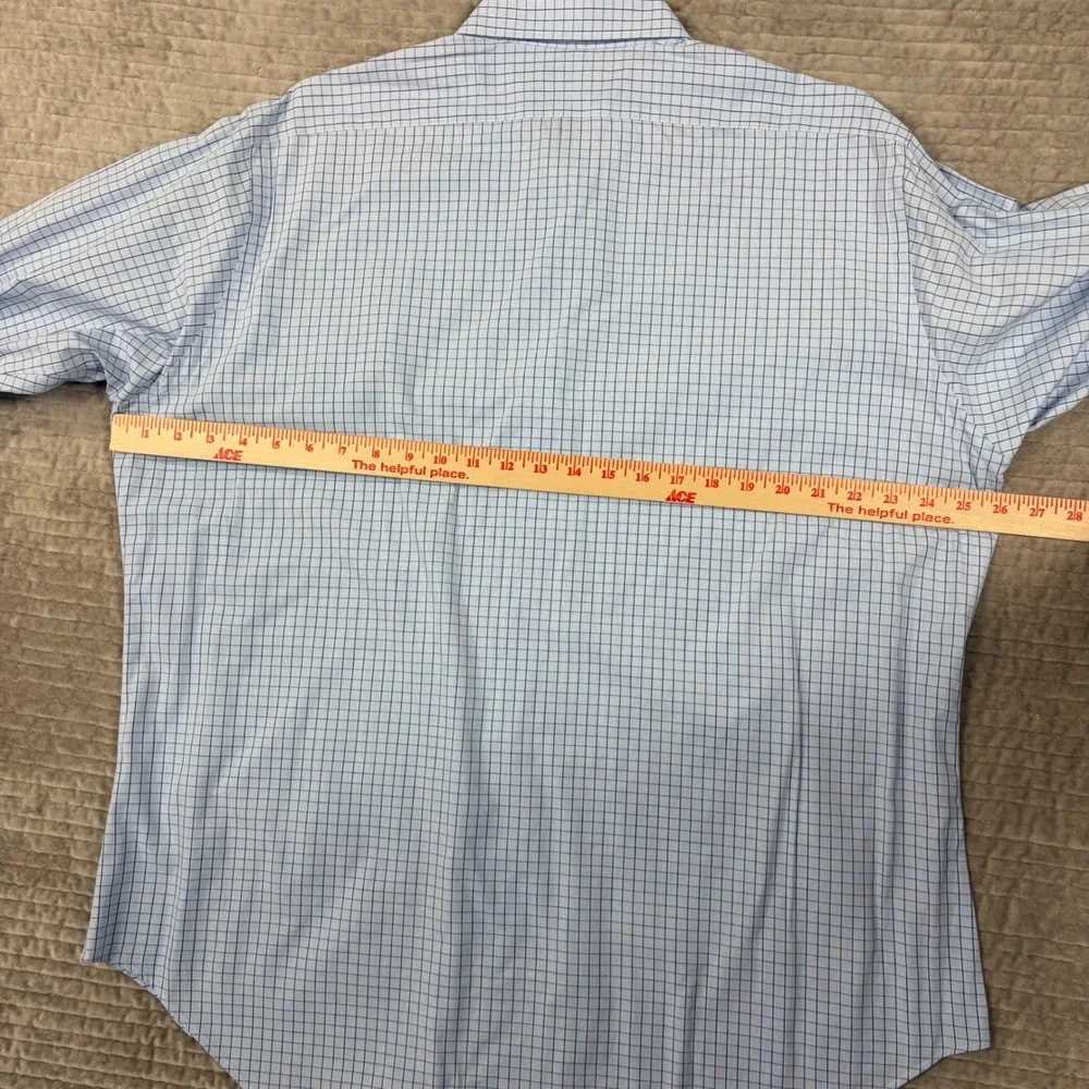 Polo Ralph Lauren Andrew Shirt Mens 16.5 35 Blue White Grid Check Vintage Cotton